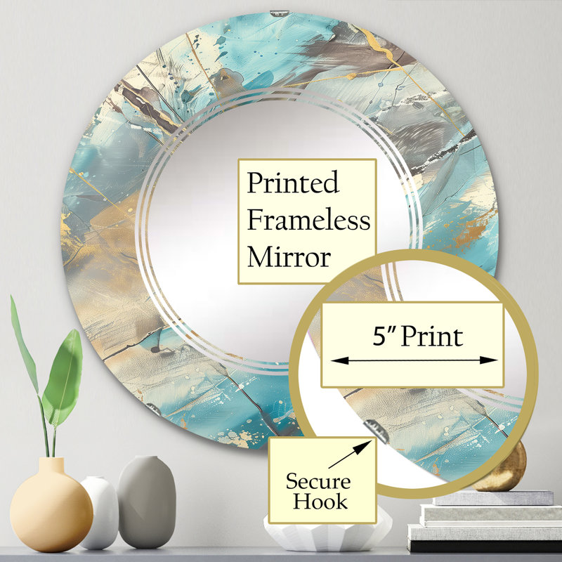 Turquoise Rock Face - miroir décoratif traditionnel, H 23,6 po x l 23,6 po