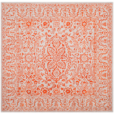 Zeringue Hand Tufted Viscose/Wool Floral Rug in Gray/Rust