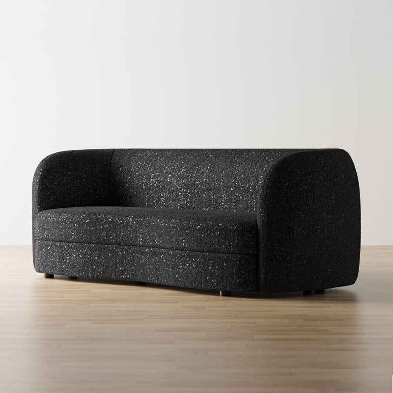 Celal 82.5'' Tuxedo Arm Curved Sofa, Black 100% Polyester