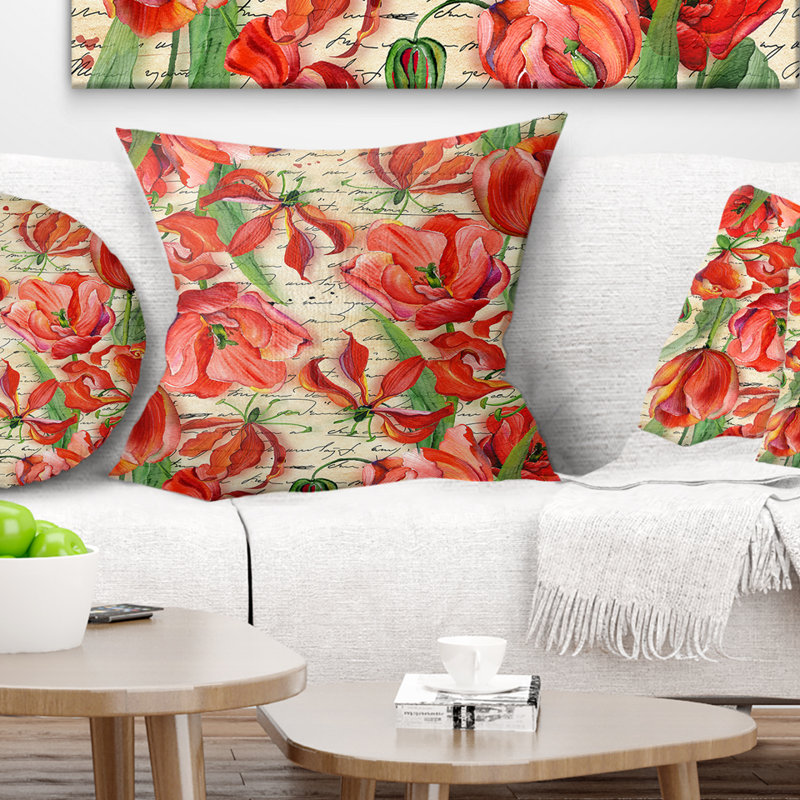 Oreiller à motif floral sans soudure, 18 po x 18 po, Coussin décoratif