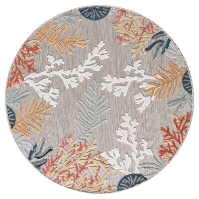 Jamila Coastal Gray Power Loomed High-Low Indoor/Outdoor Area Rug