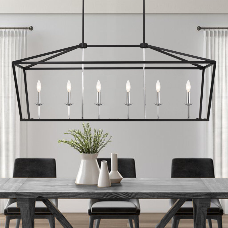 Abrianna 6 - Light Kitchen Island Pendant, Black/Chrome