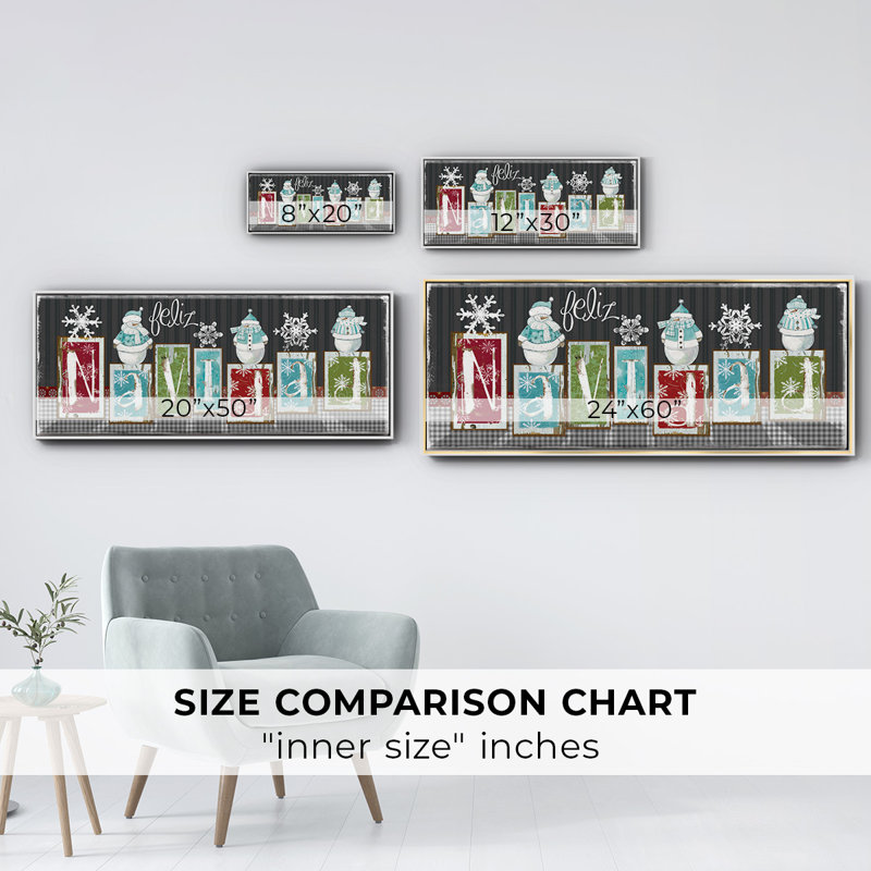 Navidad Blocks- Framed Canvas, 8" H x 20" W