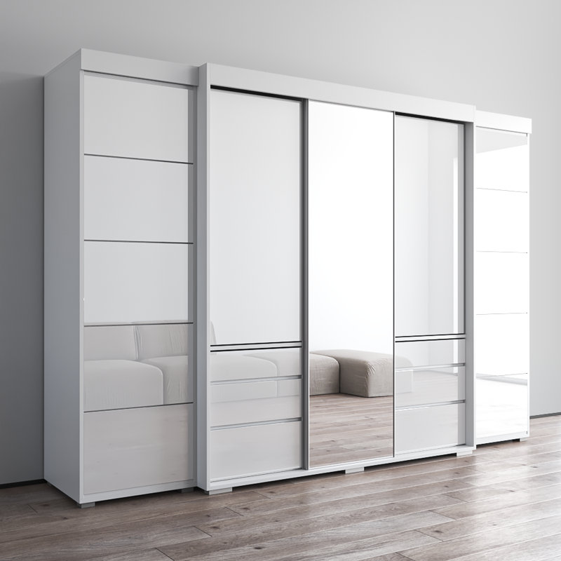 Armoire Marlize 117,4 "avec tablettes réglables, tringle, finition mate, Blanc