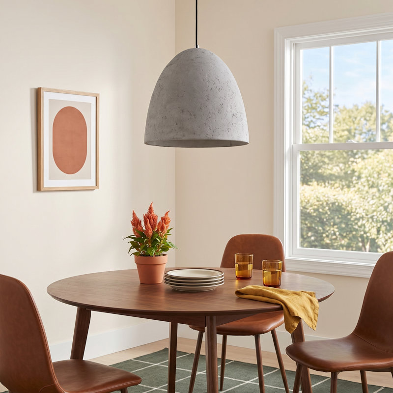 Campo 1-Light Concrete Dome Single Pendant, 11" H x 12" W x 12" D