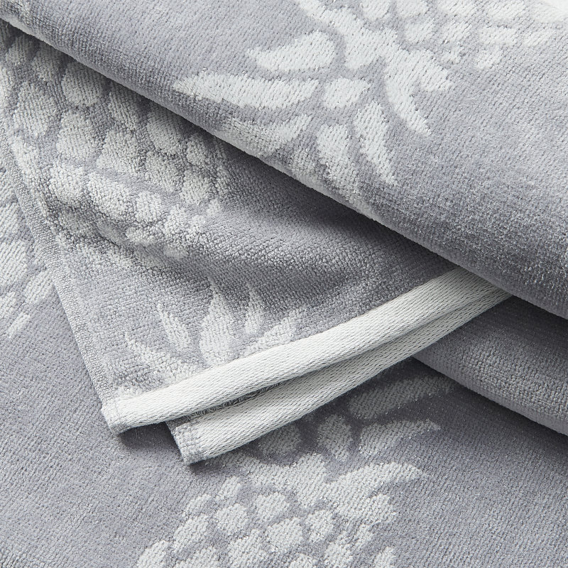 Serviettes de plage 100% jacquard 100% coton, Gris / blanc ananas et rayures