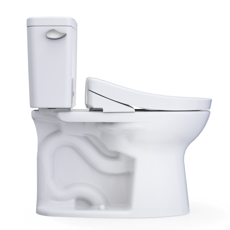TOTO® Drake® WASHLET®+ Two-Piece Elongated 1.28 GPF Universal Height TORNADO FLUSH® Toilet with S5 Bidet Seat, Cotton White - MW7763446CEFG#01