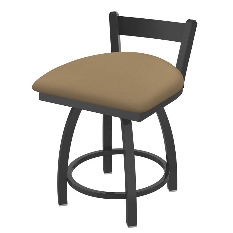 Tabouret de coiffeuse à dossier bas 18 po Catalina, Vinyle - sable Canter, Étain