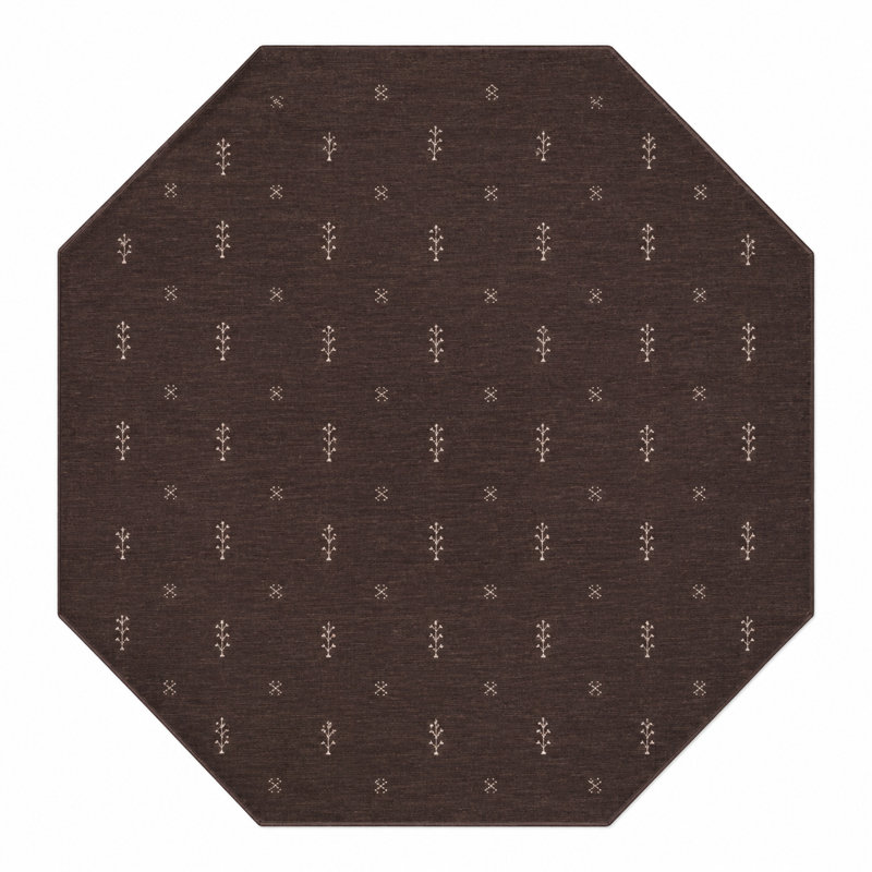 Ownby Hand Knotted Loom Wool Eco-Friendly Area Rugs - Octagon, Brown White Color, Contemporary Modern Design, High Pile Thick Handmade Anti Skid Area Rugs for Living Room, Bed Room