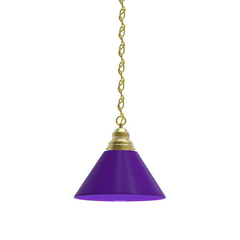 Luminaire suspendu conique 1 lumière, Laiton, Mauve