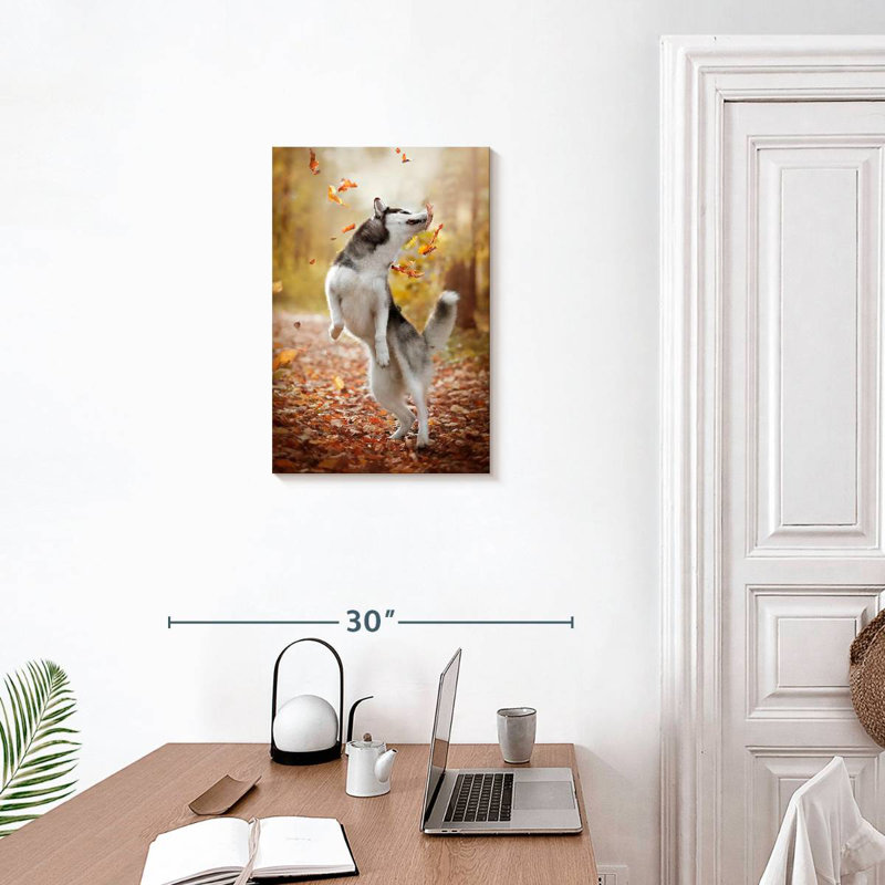Brampt Autumn Husky Playing, 24" H x 16" W