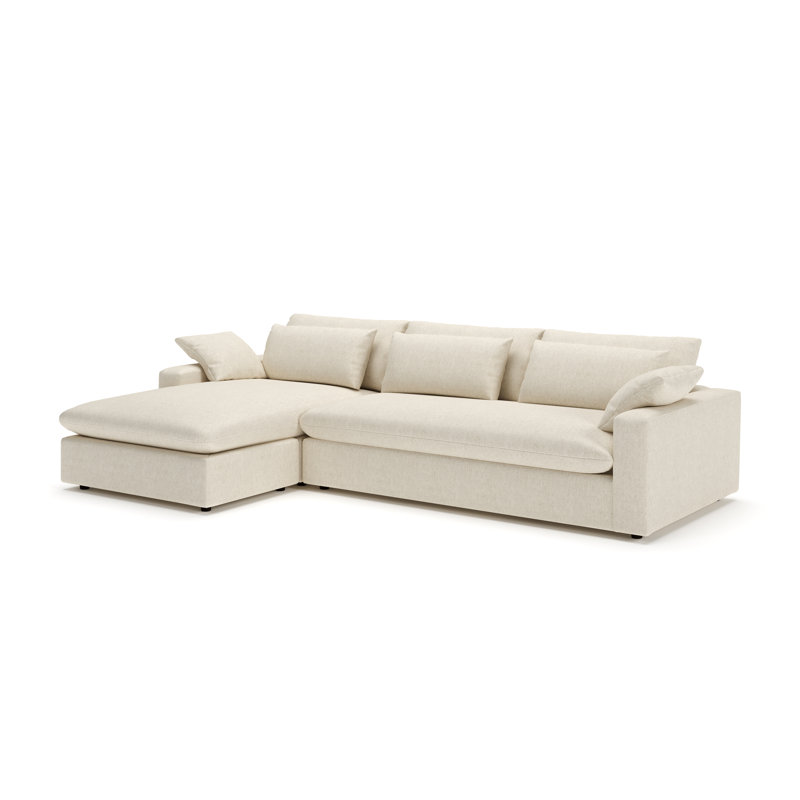 Remy Chaise Sectional, Left Hand Facing, John Sepia Performance Linen Blend