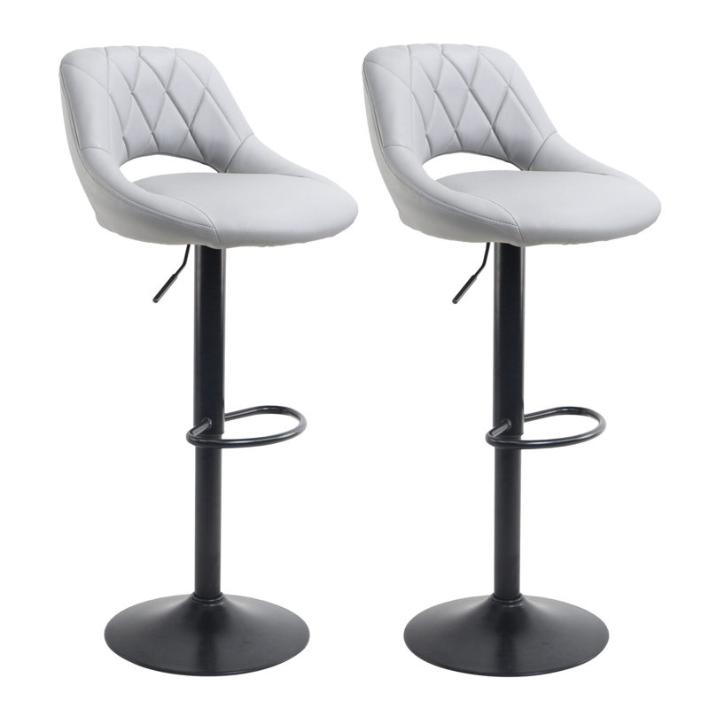 Brooklington Swivel Upholstered Adjustable Height Counter Stool with Metal Frame, Grey