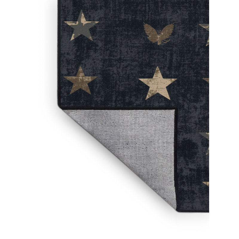 Machine Washable Torresdale July 4Th Modern & Contemporary Abstract Rug in Gray – Black Binding, 2x3
