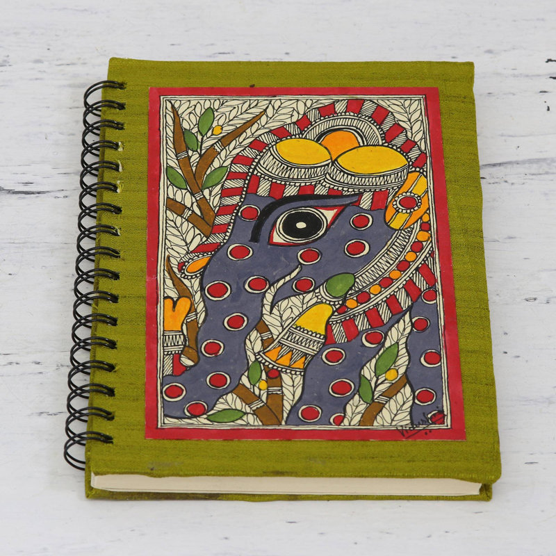 NOVICA Éléphant exubérant et journal en papier fait à la main