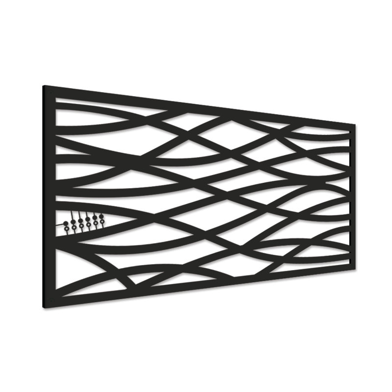 Black Polyethylene Wave Decorative Privacy Screen Panel