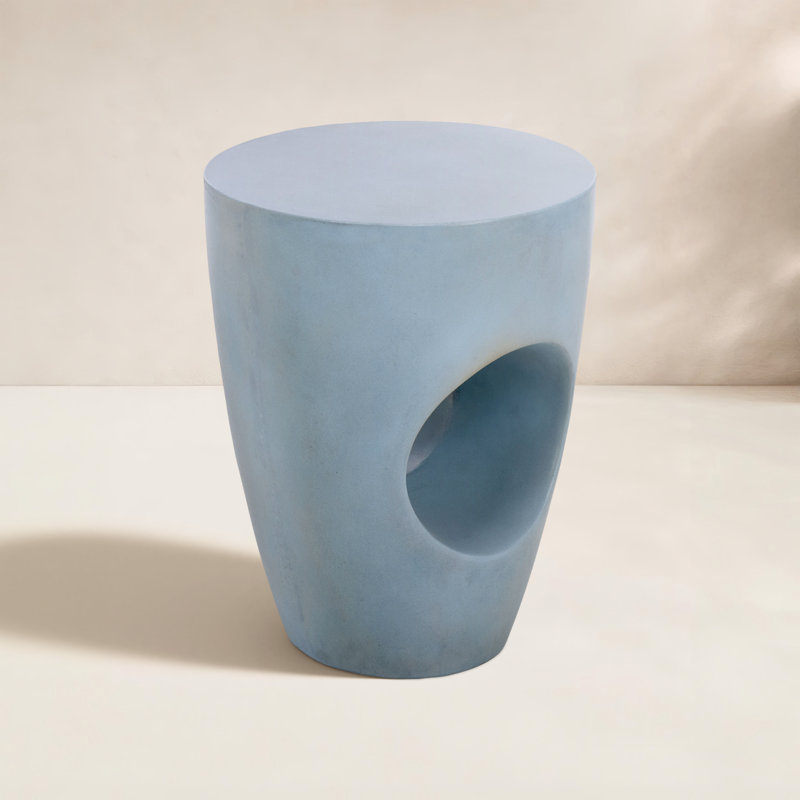Avoriaz Concrete Abstract End Table, Powder Blue