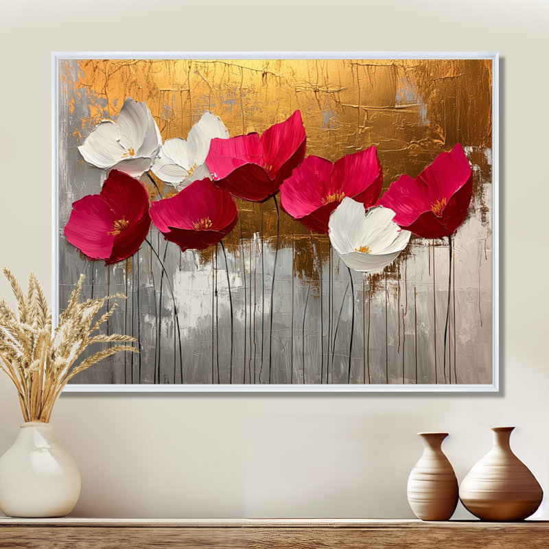 Lozoya - Floral Large Wall Art, H 34 po x l 44 po, Cadre flottant, Blanc