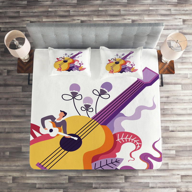 Music Polyester Coverlet, King Bedspread + 2 Shams