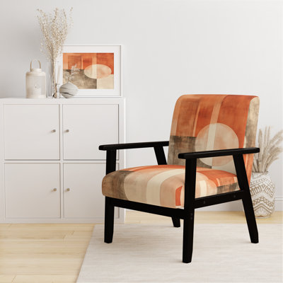 Chaise d'appoint abstraite transitionnelle moderne - Modern Geometric Flow II - Chaise avec accoudoirs terre cuite