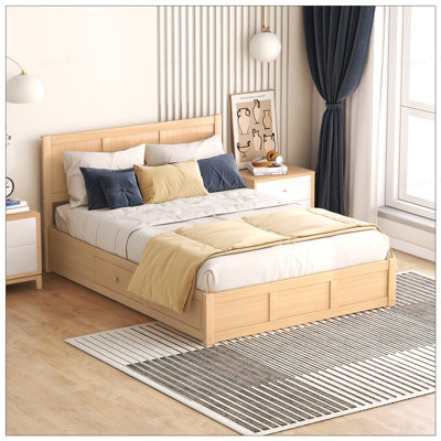 Full Storage Wooden Platform Bed