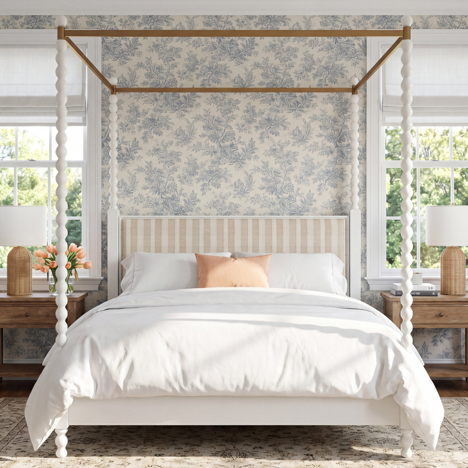 Haven Upholstered Canopy Bed, Queen
