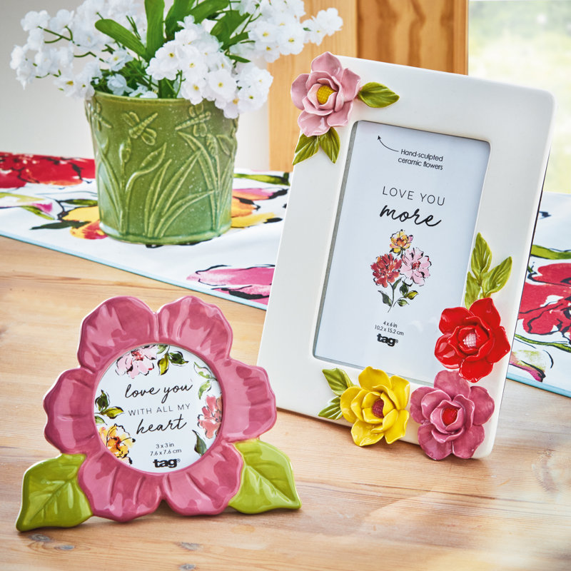 Bloom Photo Frame Pink Earthenware Everyday 3x3