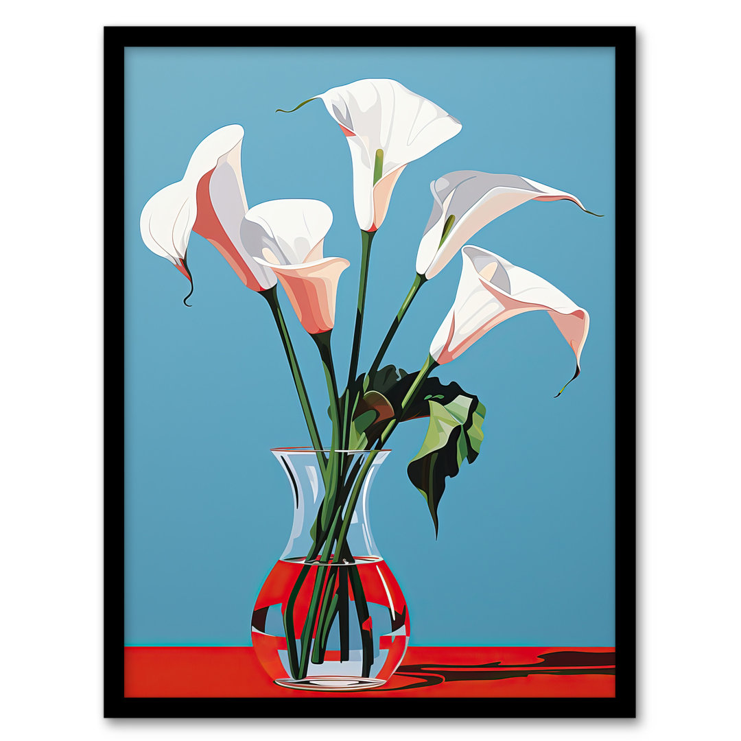 Lustrous Lilies Calla Flowers Blue Red - Single Picture Frame Print