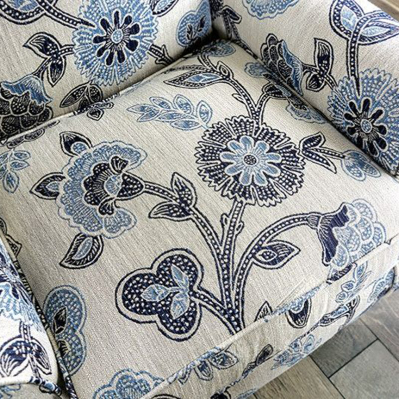 Chaise florale de style transitionnel 1pc, Tissu ivoire