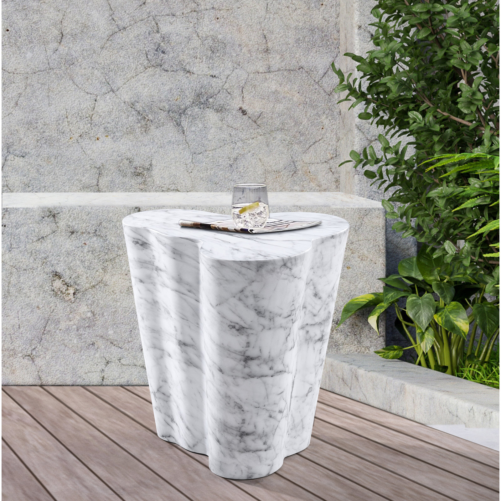 Barrett Slab Table, 22" H x 22" W x 18" D, White