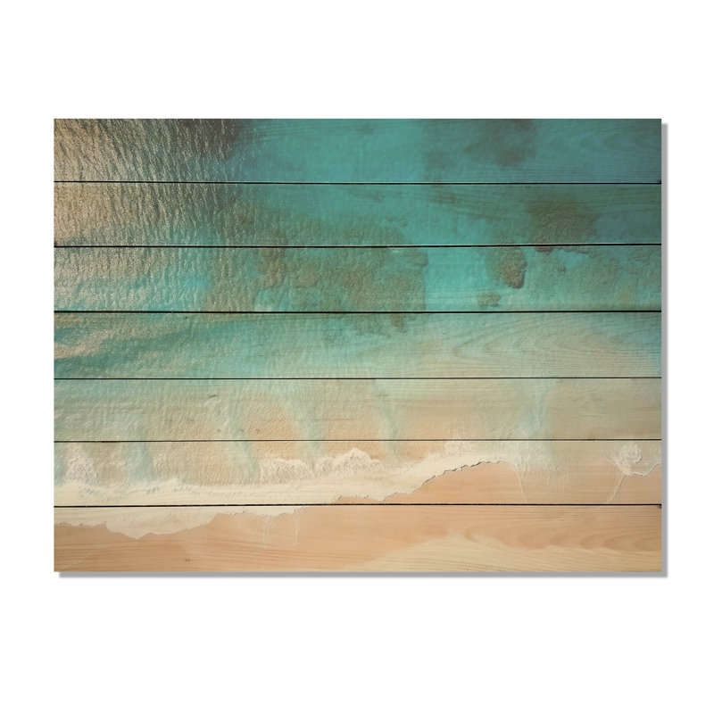 Vue aérienne de la plage bleue Tranquility II - plage sur bois, H 34 po x l 44 po