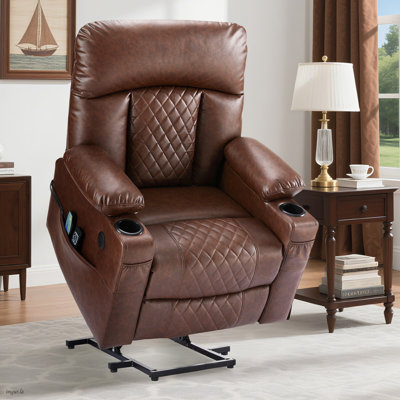 Carlleen Large Assist Dual Motor Power Lift Recliner Chair with Massage and Heat for Elderly by Lark Manor