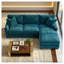 Canapé modulaire 3 places Clifford en velours bleu paon avec structure en bois d'ingénierie