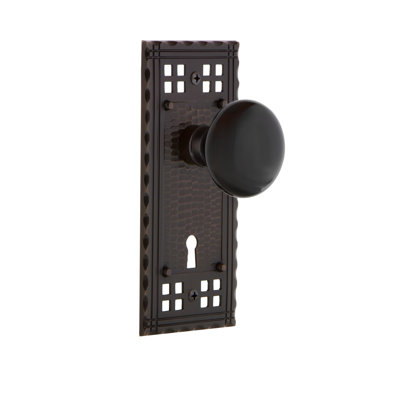 Craftsman Plate with Decorative Keyhole and Black Porcelain Door Knob