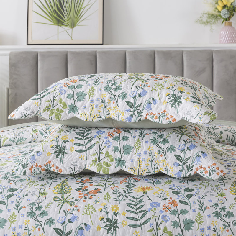 HoneiLife Small floral pattern White Blended Quilting Bedding sets lightweight summer bedspreads, CK, White