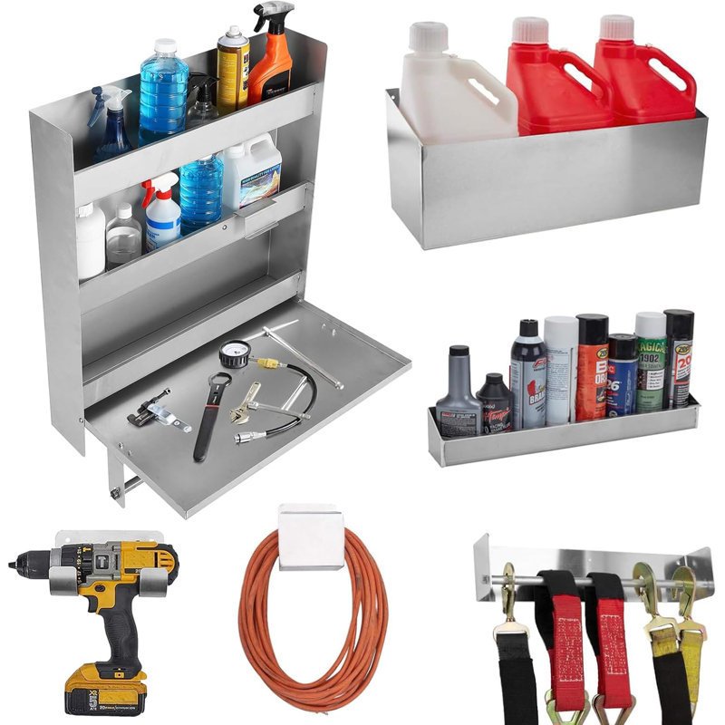 Organisateur mural en métal 6 pièces - Ensemble de rangement pour outils Ultimate Garage