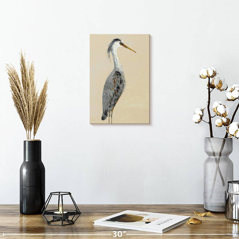 Brampt Heron On Tan I, 12" H x 8" W
