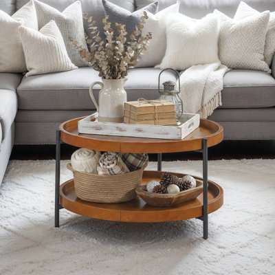 Leroy Round Coffee Table with Shelf