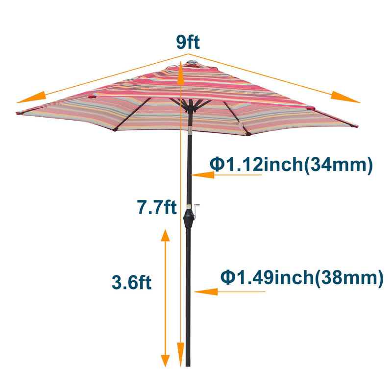Rayures de parasol 9 pi, Rayures rouges
