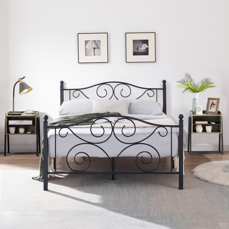 Auxter Steel Piece Bedroom Set, Full, Black/Gray