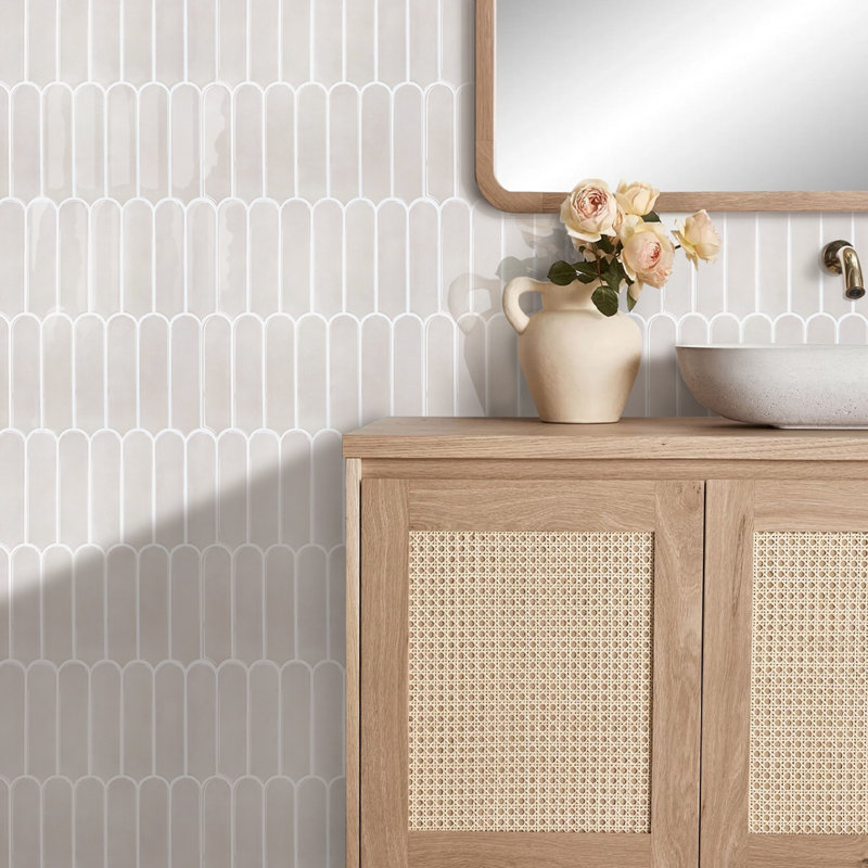 Carreaux de dosseret à écailles de poisson - motif plus épais 12 po x 12 po (ensemble de 10), Beige