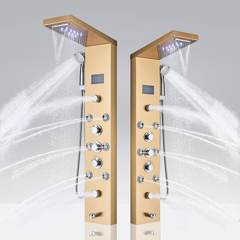 Jets à DEL avec système de massage à jet d'eau, Brushed Gold