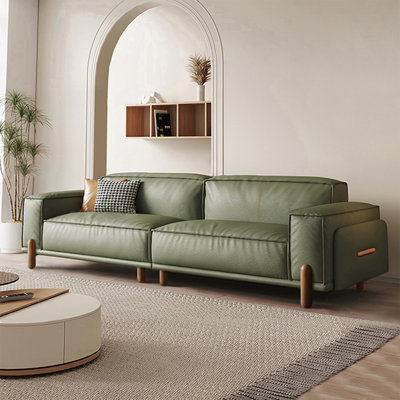 Green Genuine Leather Modular Sofa cushion couch