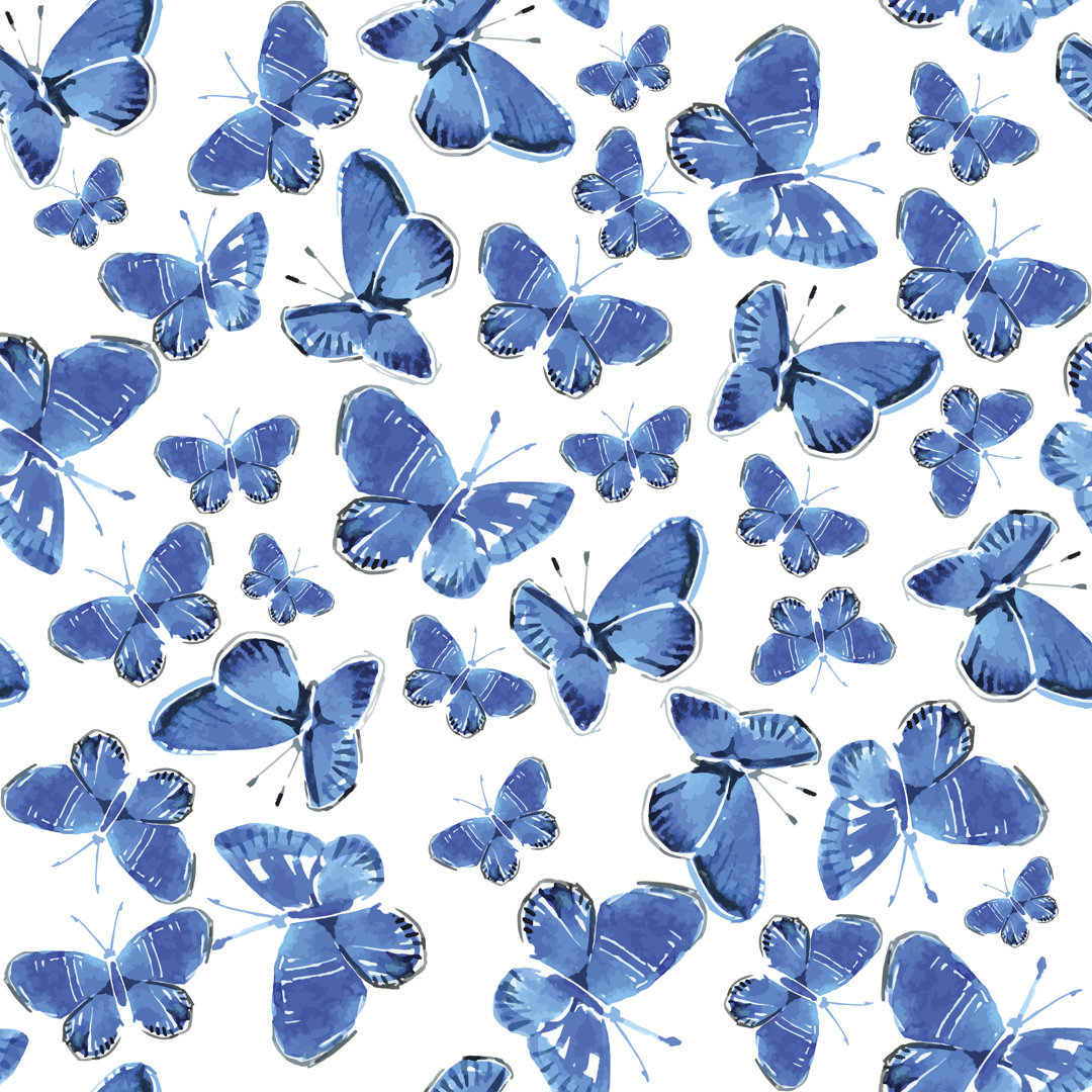 Blauer Schmetterling in Aquarell - Leinwandgemälde