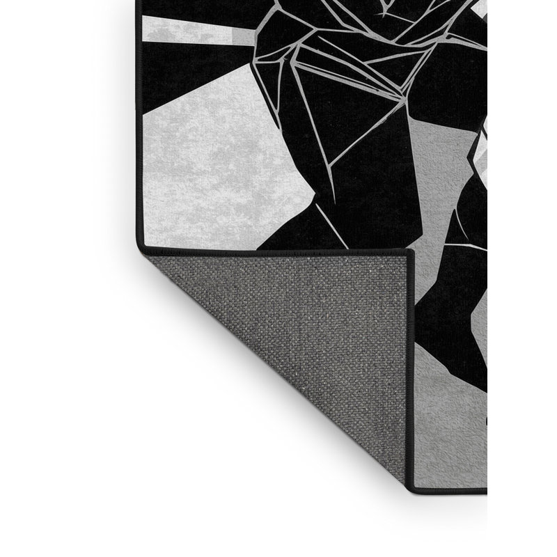 Tapis gris à motif géométrique doux et moelleux Soft Grappin, 7 x 9