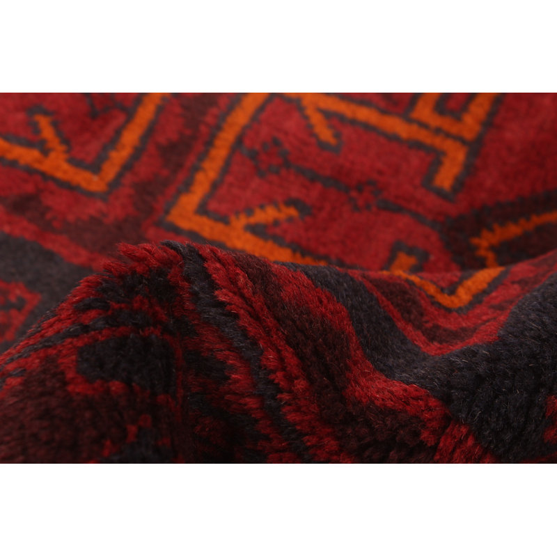 Tapis rouge noué à la main 3 pi 9 po x 7 pi 0 po Teimani