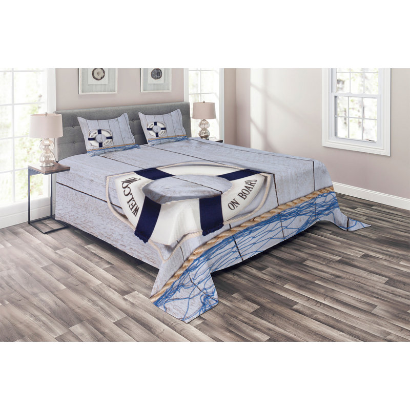 Buoy Coastal Polyester Coverlet, King Bedspread + 2 Shams