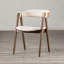 Mid-Century Modern 2-Piece Side Chairs, Padded Seats & Backs, Curved Panel Back in Walnut & Beige