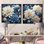 Ensemble de 2 mosaïques de chrysanthèmes blancs et bleus