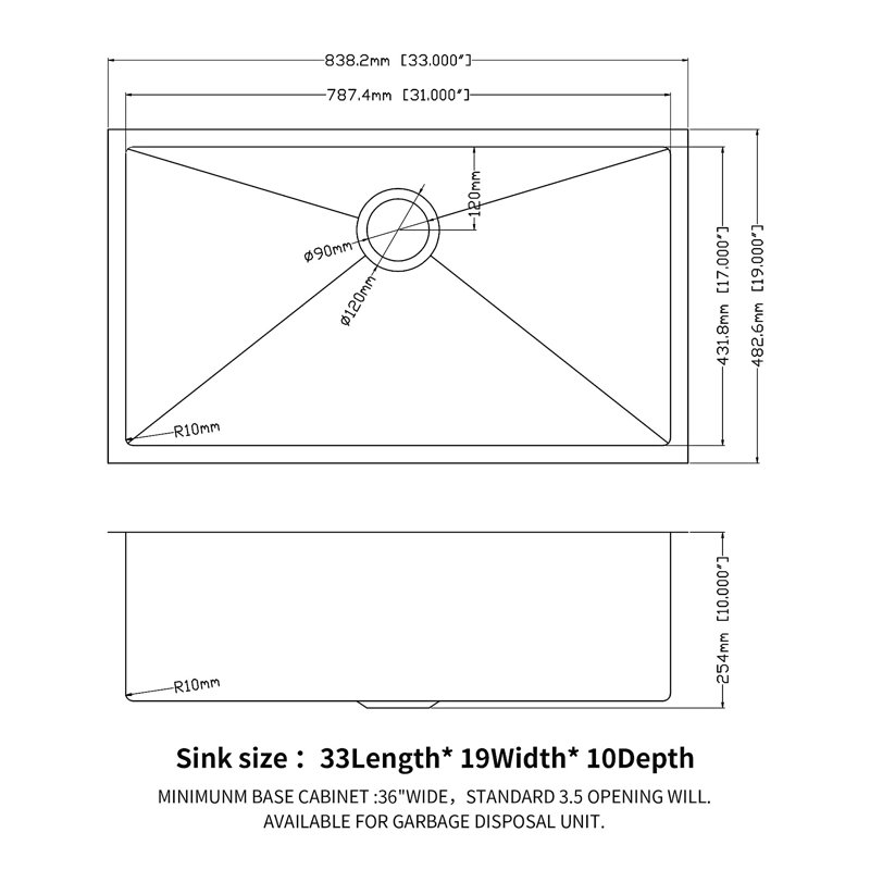 Undermount Single Bowl Kitchen Sink Basin